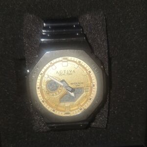 Ativa Dual Time Black and Gold Smartwatch